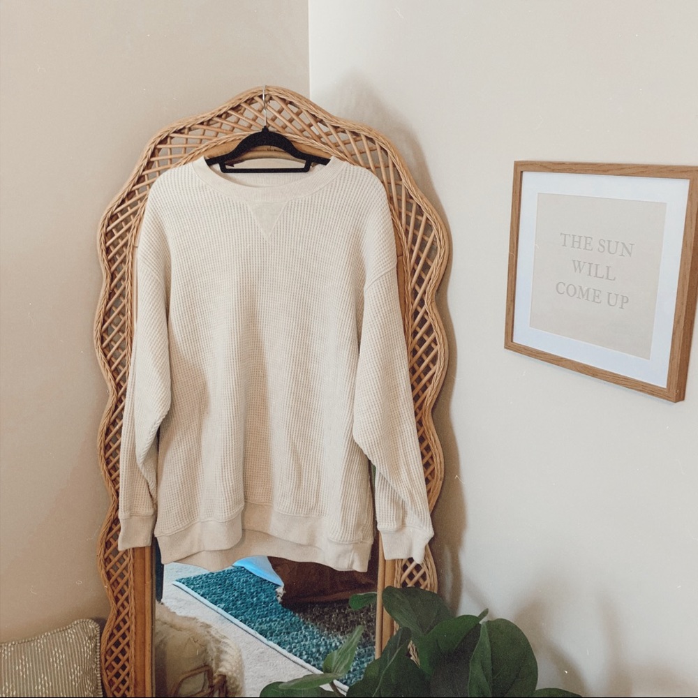aerie | waffle knit pullover crewneck